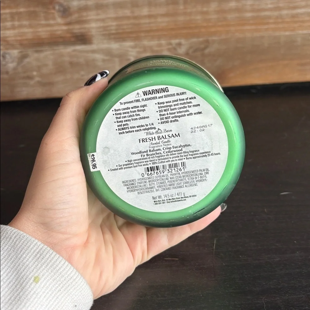 Bath & Body Works/ White Barn Fresh Balsam 3-Wick Candle | New